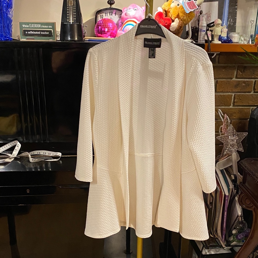Frank Lyman Design Cream Textured Open Cardigan